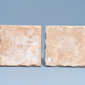 Twee cuerda seca tegels in Safavid-stijl, Iran, Qajar, 19e eeuw — foto 2