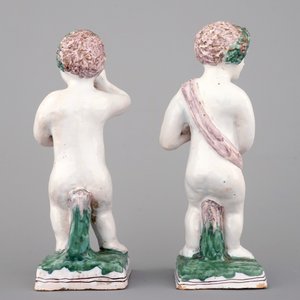 Twee figuren in Brussels aardewerk, allegorische voorstellingen van de seizoenen, 18/19e eeuw — foto 3