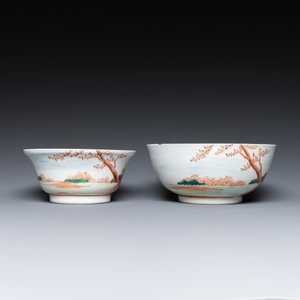 Twee fijne Chinese famille rose kommen met Europees decor, Qianlong — foto 3