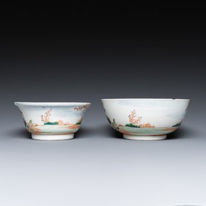 Twee fijne Chinese famille rose kommen met Europees decor, Qianlong — foto 4