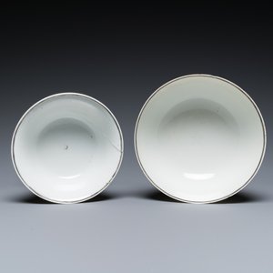 Twee fijne Chinese famille rose kommen met Europees decor, Qianlong — foto 6