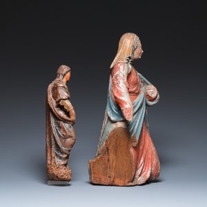 Twee gepolychromeerde houten sculpturen van Maria, 16e eeuw — foto 2