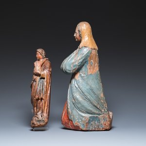 Twee gepolychromeerde houten sculpturen van Maria, 16e eeuw — foto 4