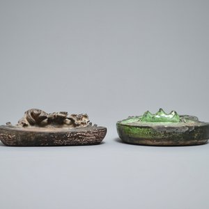 Twee grote Chinese Duan inktstenen, 19/20e eeuw — foto 5