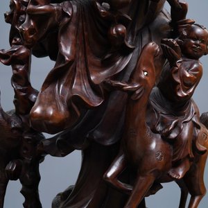 Twee grote Chinese houten beelden van onsterfelijken, Republiek — foto 13