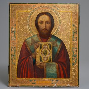 Twee grote Russische iconen: 'Sint-Nicolaas van Myra' en 'Sint-Paulus', 18/19e eeuw — foto 3