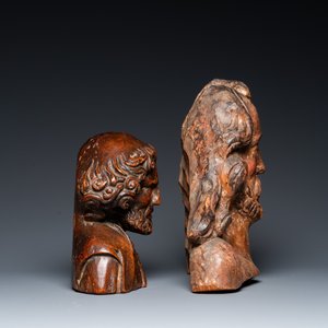 Twee houten bustes van heiligen, Italië en/of Frankrijk, 17e eeuw — foto 5