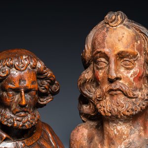 Twee houten bustes van heiligen, Italië en/of Frankrijk, 17e eeuw — foto 8