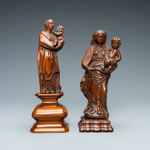 Twee houten figuren van Madonna met kind, 17/18e eeuw — foto 1