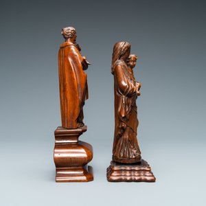 Twee houten figuren van Madonna met kind, 17/18e eeuw — foto 4