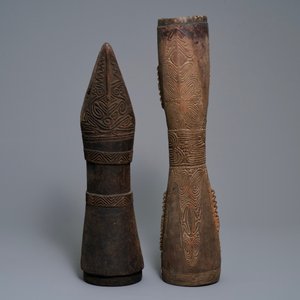 Twee houten trommels, Asmat volk, Papoea-Nieuw-Guinea, 19/20e eeuw — foto 5