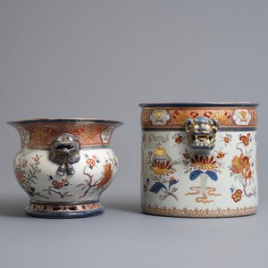 Twee Imari-stijl wijnkoelers met wapen van Koning Lodewijk XV van Frankrijk, Samson, Parijs, 19e eeuw — foto 3