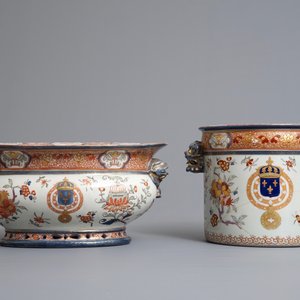 Twee Imari-stijl wijnkoelers met wapen van Koning Lodewijk XV van Frankrijk, Samson, Parijs, 19e eeuw — foto 4
