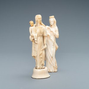 Twee ivoren figuren van een Madonna met kind, Dieppe, Frankrijk, 18e eeuw — foto 1
