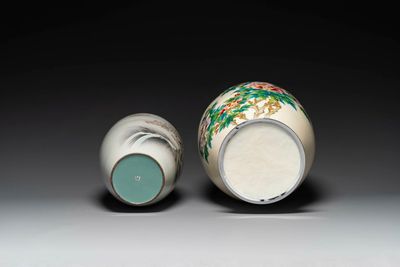 Twee Japanse cloisonné vazen met floraal decor, Meiji/Taisho/Showa — foto 6