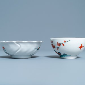 Twee Japanse Kakiemon-stijl kommen en een schotel, Edo — foto 5