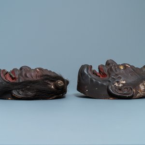 Twee Japanse maskers uit het No-spel, Edo, 18/19e eeuw — foto 3