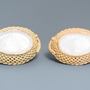 Twee opengewerkte Brussels aardewerken mandjes met decor 'à la haie fleurie', 18e eeuw — foto 8