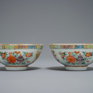 Twee paar Chinese famille rose kommen, Qianlong en Guangxu merk, 19/20e eeuw — foto 14