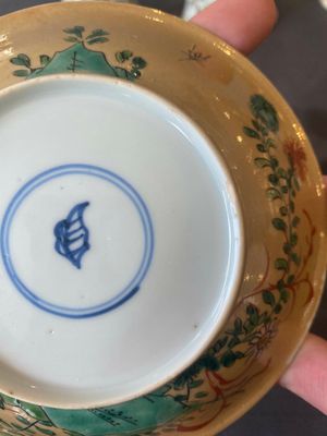 Twee paar Chinese famille verte koppen en schotels, Kangxi — foto 12