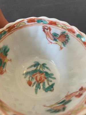 Twee paar Chinese famille verte koppen en schotels, Kangxi — foto 18