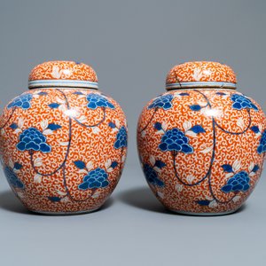 Twee paar Chinese gemberpotten en een flambé-vaas, 19/20e eeuw — foto 9