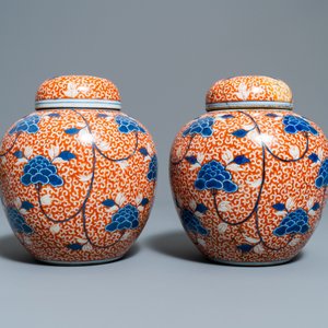 Twee paar Chinese gemberpotten en een flambé-vaas, 19/20e eeuw — foto 10