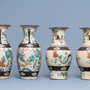 Twee paar Chinese Nanking craquelé vazen, 19e eeuw — foto 4