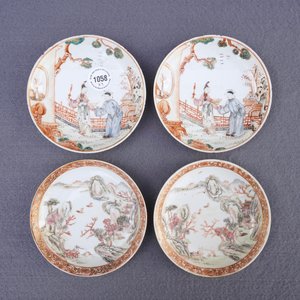 Twee paar fijne Chinese famille rose koppen en schotels, Yongzheng/Qianlong — foto 28