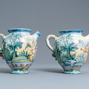 Twee polychrome Italiaanse apothekerspotten, 19e eeuw — foto 4