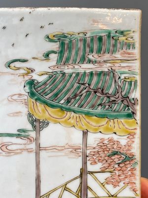 Twee rechthoekige Chinese famille verte plaquettes, Kangxi — foto 18