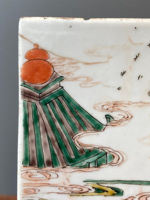 Twee rechthoekige Chinese famille verte plaquettes, Kangxi — foto 19