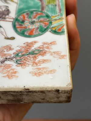 Twee rechthoekige Chinese famille verte plaquettes, Kangxi — foto 21