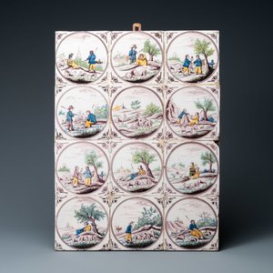 Twee velden van twaalf polychrome Delftse tegels, 17e en 19e eeuw — foto 2