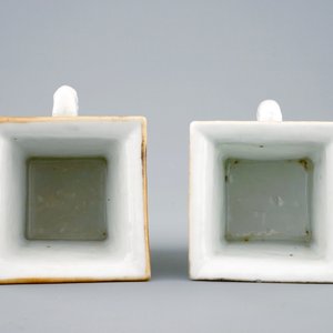 Twee vierkante Chinese wijnkoppen met qianjiang cai decor, 19/20e eeuw — foto 5
