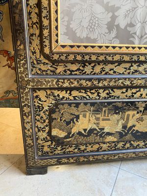 Twee zeer grote Chinese Canton panelen in verguld en zwart lakwerk, 19e eeuw — foto 9