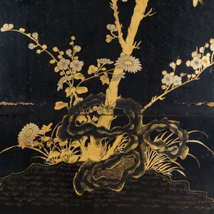Twee zeer grote Chinese Canton panelen in verguld en zwart lakwerk, 19e eeuw — foto 13