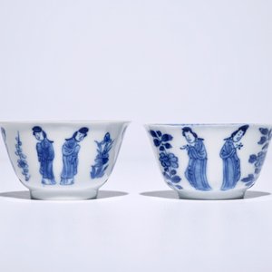 Twelve Chinese blue and white cups and saucers with long Eliza, Kangxi — photo 4