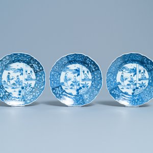 Twelve Chinese blue and white 'Romance of the Western Chamber' plates, Qianlong — photo 4