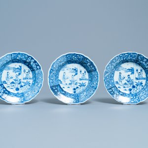 Twelve Chinese blue and white 'Romance of the Western Chamber' plates, Qianlong — photo 6