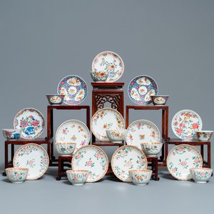 Twelve Chinese famille rose cups and saucers, Yongzheng/Qianlong — photo 1