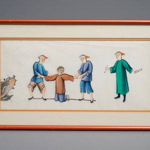 Twelve Chinese framed 'punishment' rice paper paintings, Canton, 19th C. — 照片 8