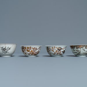 Twelve Chinese grisaille cups and eight saucers, Yongzheng/Qianlong — photo 14