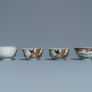 Twelve Chinese grisaille cups and eight saucers, Yongzheng/Qianlong — photo 15