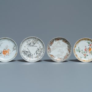Twelve Chinese grisaille cups and eight saucers, Yongzheng/Qianlong — photo 2