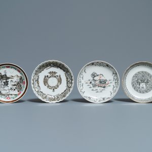 Twelve Chinese grisaille cups and eight saucers, Yongzheng/Qianlong — photo 4