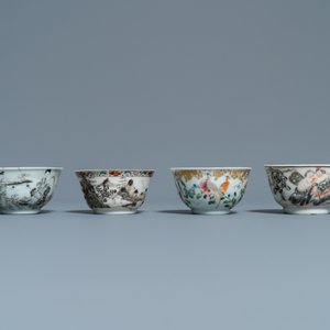 Twelve Chinese grisaille cups and eight saucers, Yongzheng/Qianlong — photo 6