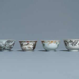 Twelve Chinese grisaille cups and eight saucers, Yongzheng/Qianlong — photo 8