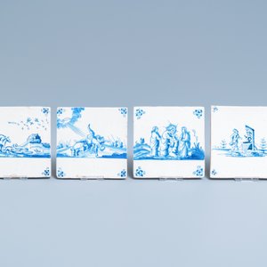 Twelve Dutch Delft blue and white biblical tiles, 17/18th C. — 照片 2