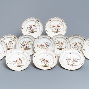 Twelve polychrome Ludwigsburg porcelain ornithological plates, Germany, 2nd half 18th C. — 照片 1